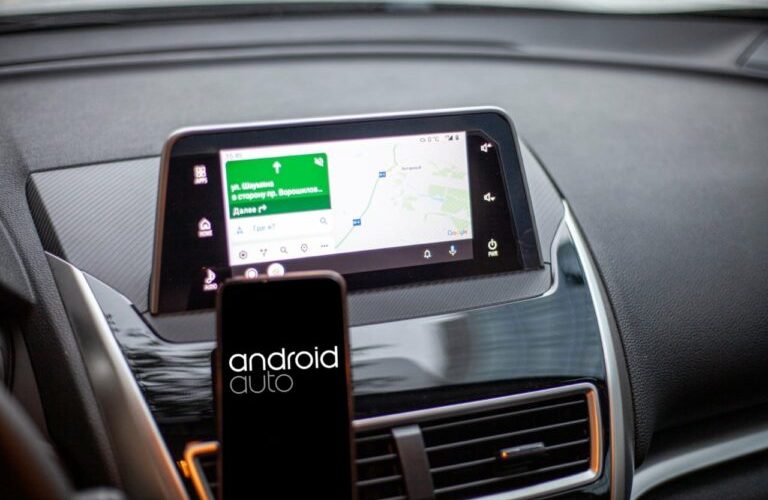 Google android Auto application, Using Google Map navigation on Android phone:Russia, Rostov-on-Don November 20, 2020.